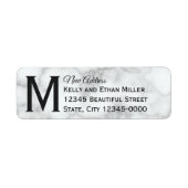 Elegant Faux White Marble Monogrammed New Address Etiket (Voorkant)