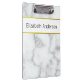 Elegant Faux White Marble Name Black Text Sjabloon Klembord (Rechts)