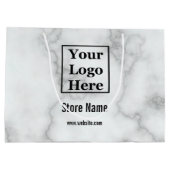 Elegant Faux White Marmer Jouw Logo hier Groot Cadeauzakje (Achterkant)