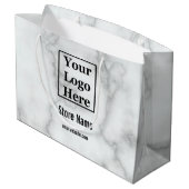 Elegant Faux White Marmer Jouw Logo hier Groot Cadeauzakje (Achterkant Gekanteld)