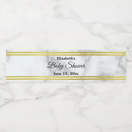 Elegant Faux wit marmer look Baby shower Waterfles Etiket (Enkel label)