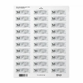 Elegant faux wit marmer monogram retouradres etiket (Full Sheet)