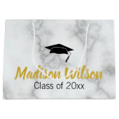 Elegant Faux Wit Marmeren Afstuderen Afstuderen Na Groot Cadeauzakje (Voorkant)
