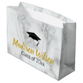 Elegant Faux Wit Marmeren Afstuderen Afstuderen Na Groot Cadeauzakje (Achterkant Gekanteld)