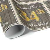 Elegant, Faux Wood, Faux Gold 34ste verjaardag + n Cadeaupapier (Rol Hoek)