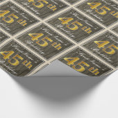 Elegant, Faux Wood, Faux Gold 45th Birthday + Naam Cadeaupapier (Hoek)