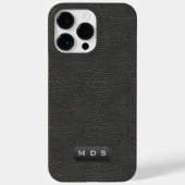 Elegant Faux zwart leder look monogram Case-Mate iPhone Case (Achterkant)