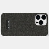 Elegant Faux zwart leder look monogram Case-Mate iPhone Case (Achterkant (horizontaal))