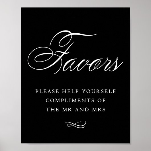 Elegant Favors White Calligraphy | Afbeelding Tabe Poster (Voorkant)