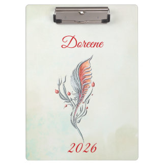 Elegant Feather Floral Watercolour clipboard Klembord