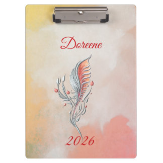 Elegant Feather Floral Watercolour clipboard Klembord