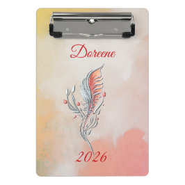 Elegant Feather Floral Watercolour mini clipboard  Klembord