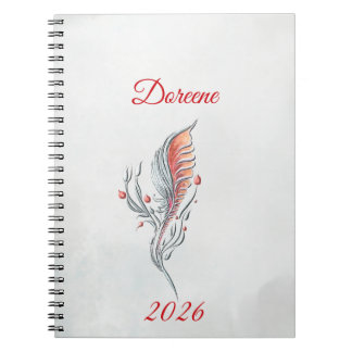 Elegant Feather Floral Watercolour notebook Notitieboek