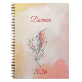 Elegant Feather Floral Watercolour  notebook  Notitieboek