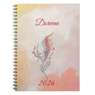 Elegant Feather Floral Watercolour notebook Notitieboek