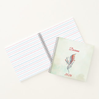 Elegant Feather Floral Watercolour notebook Notitieboek