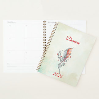 Elegant Feather Floral Watercolour planner