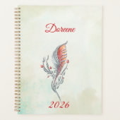 Elegant Feather Floral Watercolour  planner (Devant)