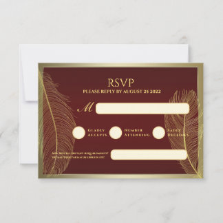 Elegant Feather RSVP Card For Luxury Event Kaartje