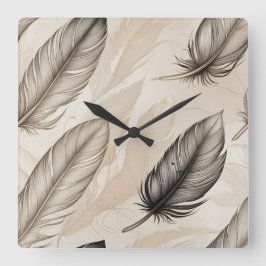 Elegant Feathers Clock Vierkante Klok