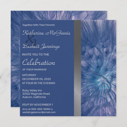 Elegant Feathers Wedding Invitation Kaart (Voorkant / Achterkant)