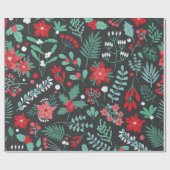 Elegant feestelijk botanisch kerstpatroon cadeaupapier (Vlak)