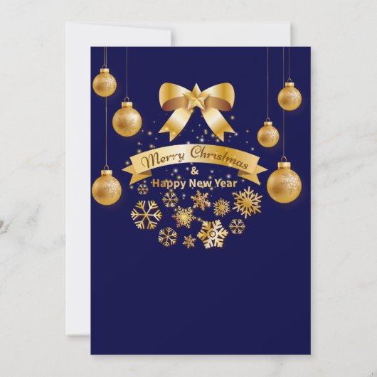 Elegant Feestelijk Gouden Boog Blauw Kerstfeest Kaart (Achterkant)