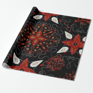 Elegant, feestelijke symmetrische bloempatroon cadeaupapier