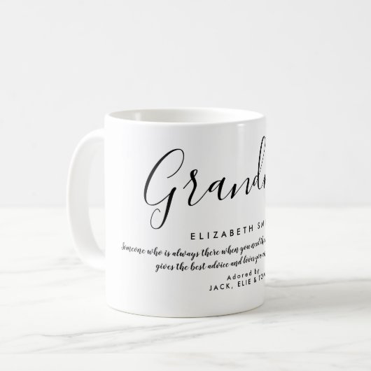 Elegant Feminie Script Grandma Quote Koffiemok (Voorkant links)