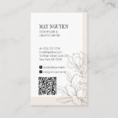 Elegant Feminine Floral Cream Minimal Visitekaartje (Achterkant)