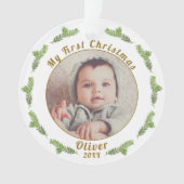 Elegant Festive Baby's eerste kerstfoto Ornament (voorkant)