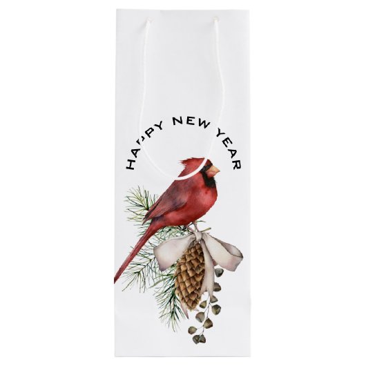 Elegant Festive Beauful Kerstkardinaal Wijn Cadeautas (Achterkant)