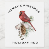 Elegant Festive Beauful Kerstkardinaal Wijn Etiket (Enkel label)