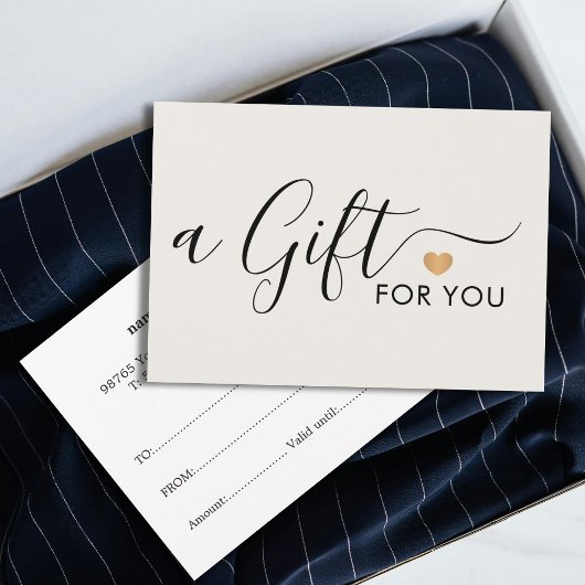 Elegant Festive Faux Gold Heart Warm White Visitekaartje