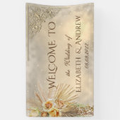 Elegant Festive Gold Boho Flowers Wedding Spandoek (Verticaal)