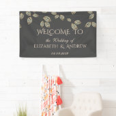 Elegant Festive Gold Leaves Wedding Banner (Insitu)