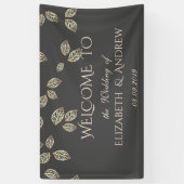 Elegant Festive Gold Leaves Wedding Banner (Verticaal)