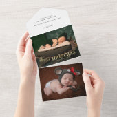 Elegant Festive Gold Merry-kerstscript Foto All In One Uitnodiging (Afscheurbaar)