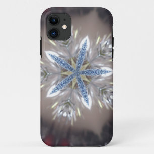 Elegant Festive-kerstster: Shiny Blue White iPhone 11 Hoesje
