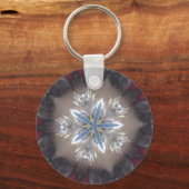 Elegant Festive-kerstster: Shiny Blue White Sleutelhanger (Voorkant)