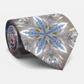 Elegant Festive-kerstster: Shiny Blue White Stropdas (Opgerold)