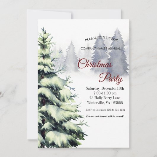 Elegant festive kersttree Uitnodiging (Voorkant)