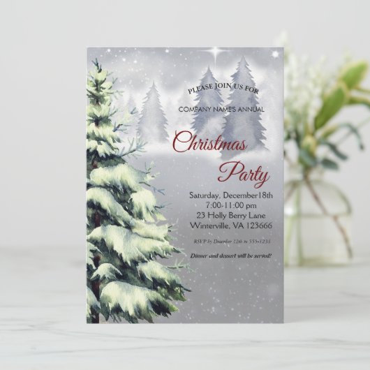 Elegant festive kersttree Uitnodiging (Staand voorkant)