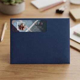  Elegant festive photo holiday return address  Etiket