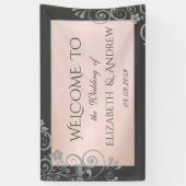 Elegant Festive Silver Flowers Wedding Banner (Verticaal)