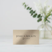 Élégant feuil brun doré carte de visite moderne (Debout devant)