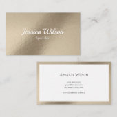 Élégant feuil brun or carte de visite moderne (Devant / Derrière)