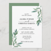 Élégant feuillage vert QR Code Faire-part de maria (Devant / Derrière)