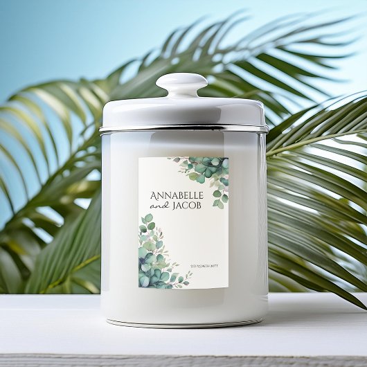 Elégant Feuille aquarelle Étiquette bougie