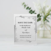 Elégant Feuille Argent Design Enregistrer La Carte (Debout devant)